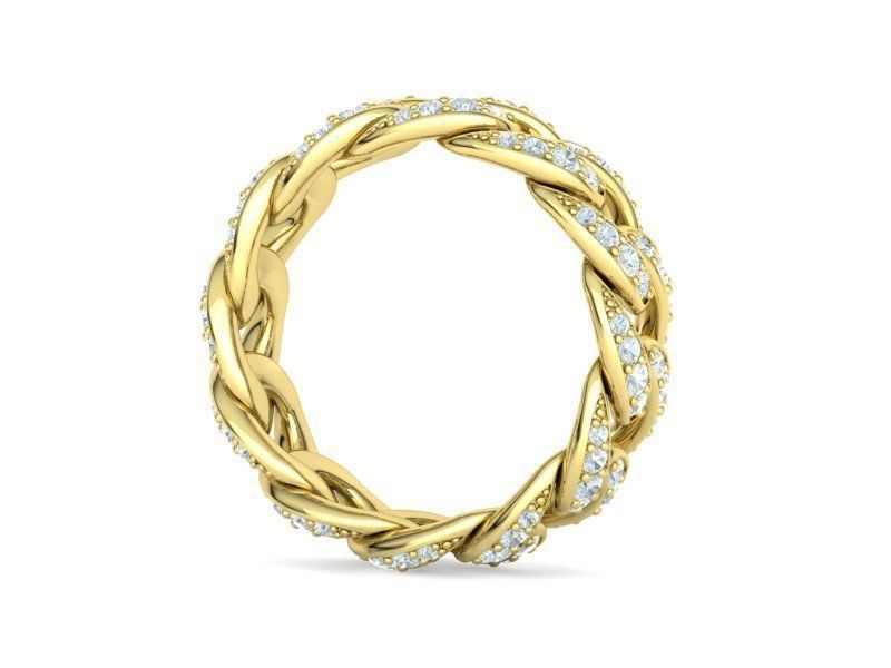 Cuban Diamond Chain Links Ring 3Dmodel 8US size 3D print model_17