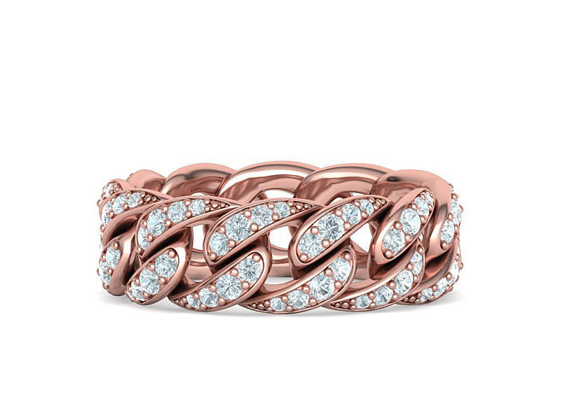 Cuban Diamond Chain Links Ring 3Dmodel 8US size 3D print model_2