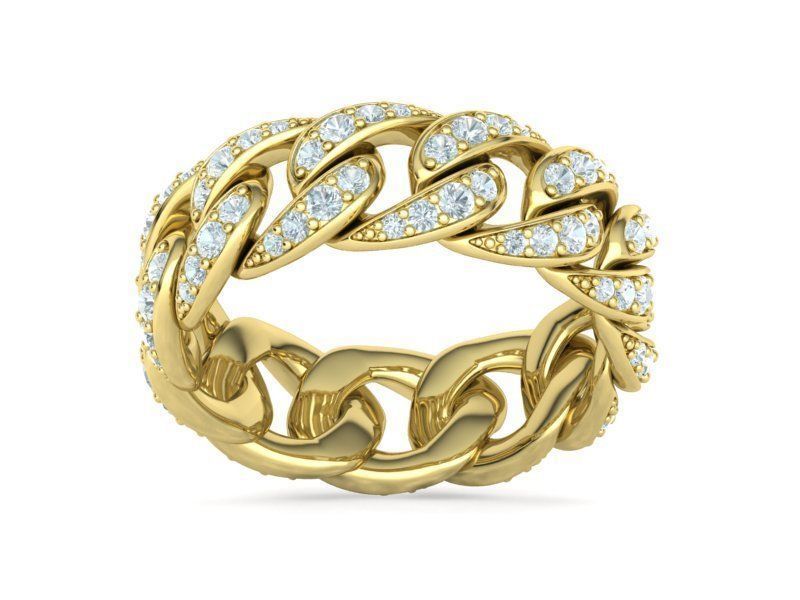 Cuban Diamond Chain Links Ring 3Dmodel 8US size 3D print model_20