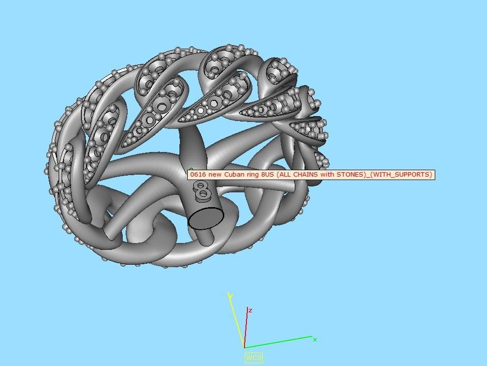 Cuban Diamond Chain Links Ring 3Dmodel 8US size 3D print model_10