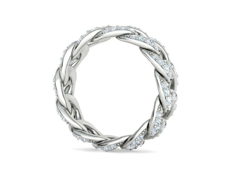 Cuban Diamond Chain Links Ring 3Dmodel 8US size 3D print model_16