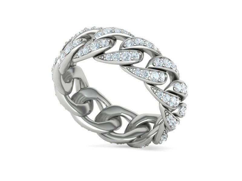 Cuban Diamond Chain Links Ring 3Dmodel 8US size 3D print model_22