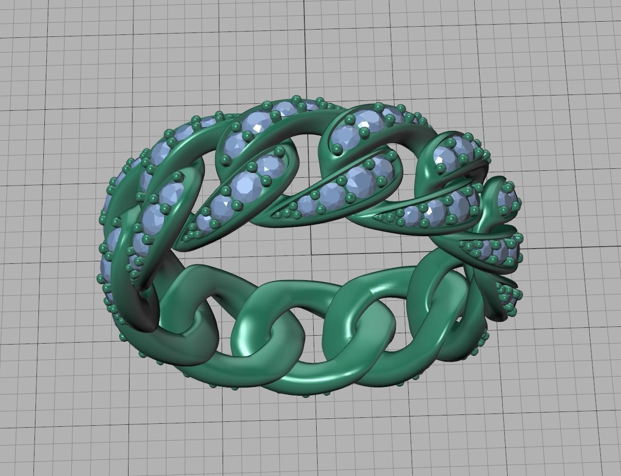 Cuban Diamond Chain Links Ring 3Dmodel 8US size 3D print model_24