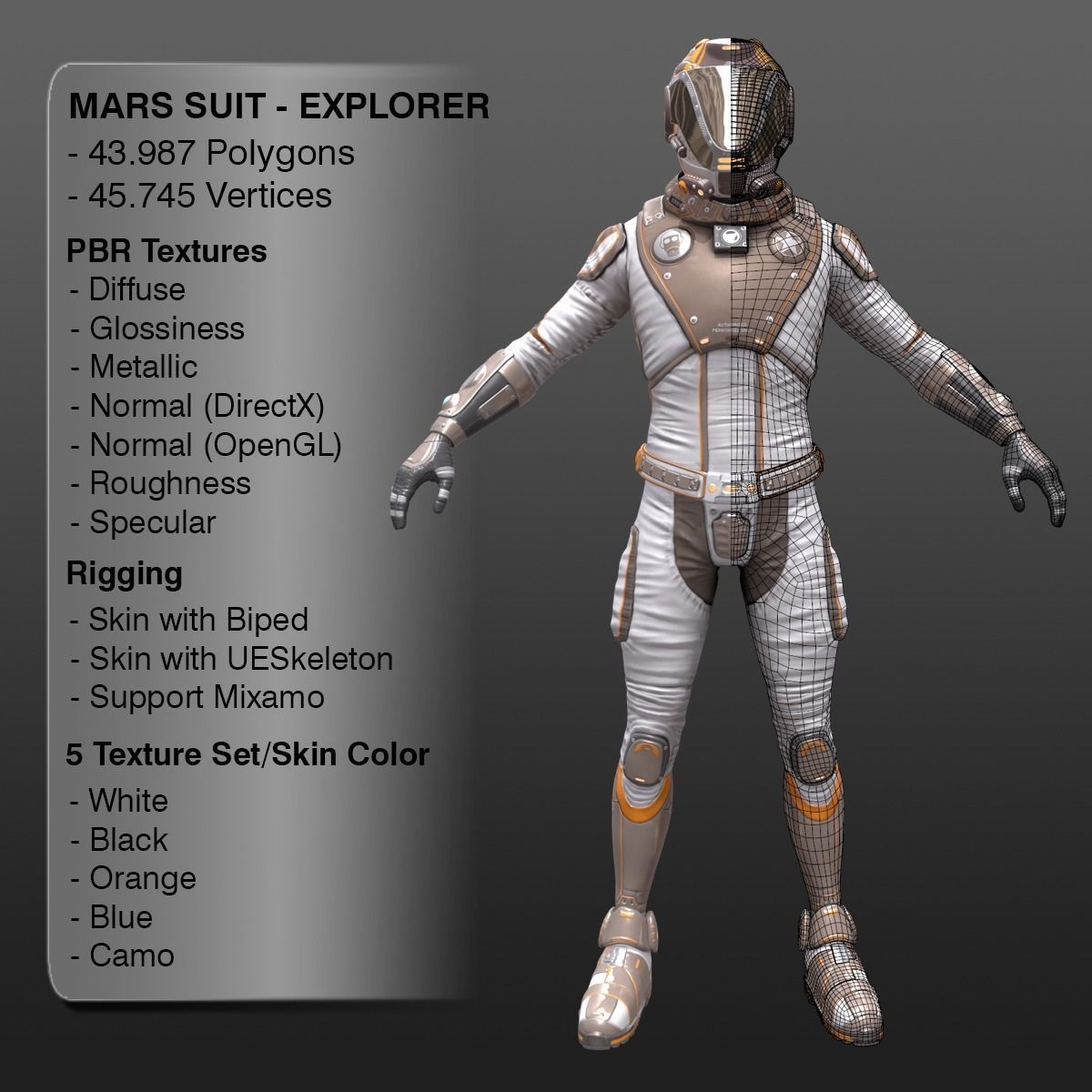 Mars Suit - Male Low-poly 3D model_2