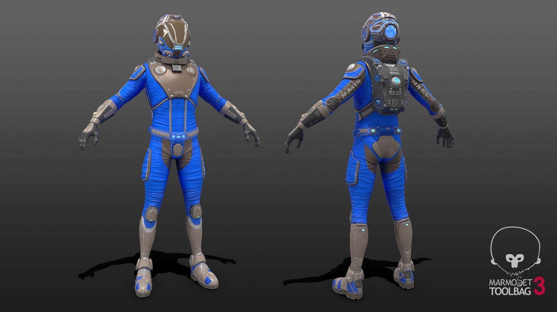 Mars Suit - Male Low-poly 3D model_10