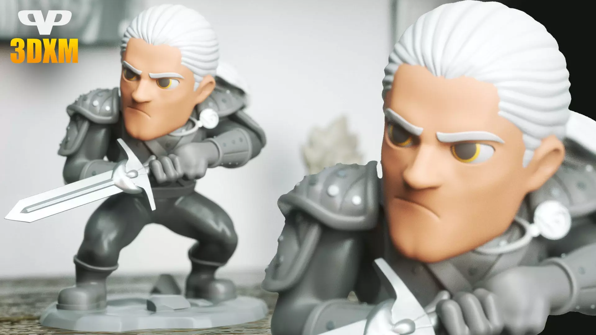 Henry Cavill Witcher Chibi STL for 3D Printing 3DXM ChibiSTL 3D print model_0