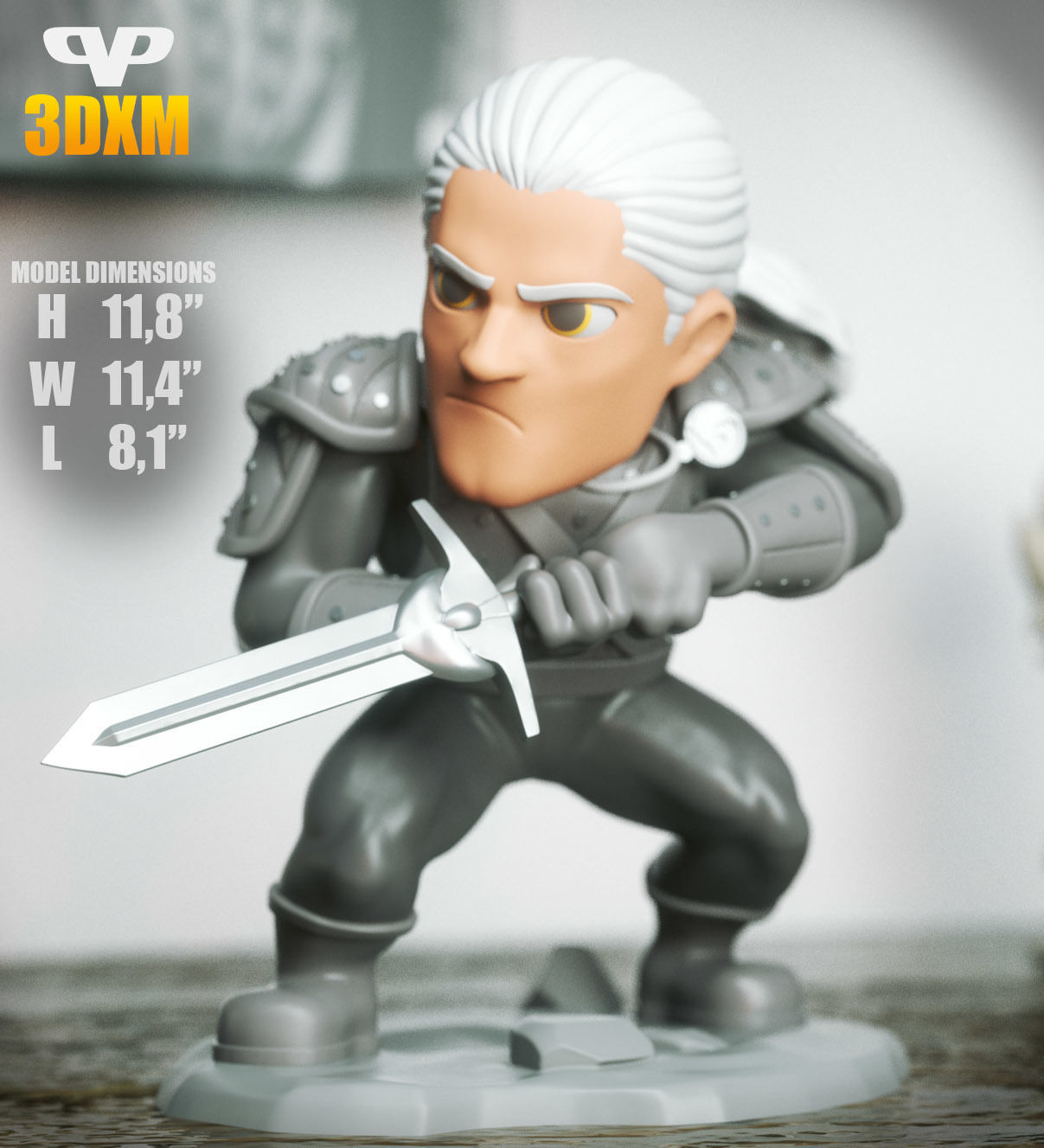 Henry Cavill Witcher Chibi STL for 3D Printing 3DXM ChibiSTL 3D print model_3