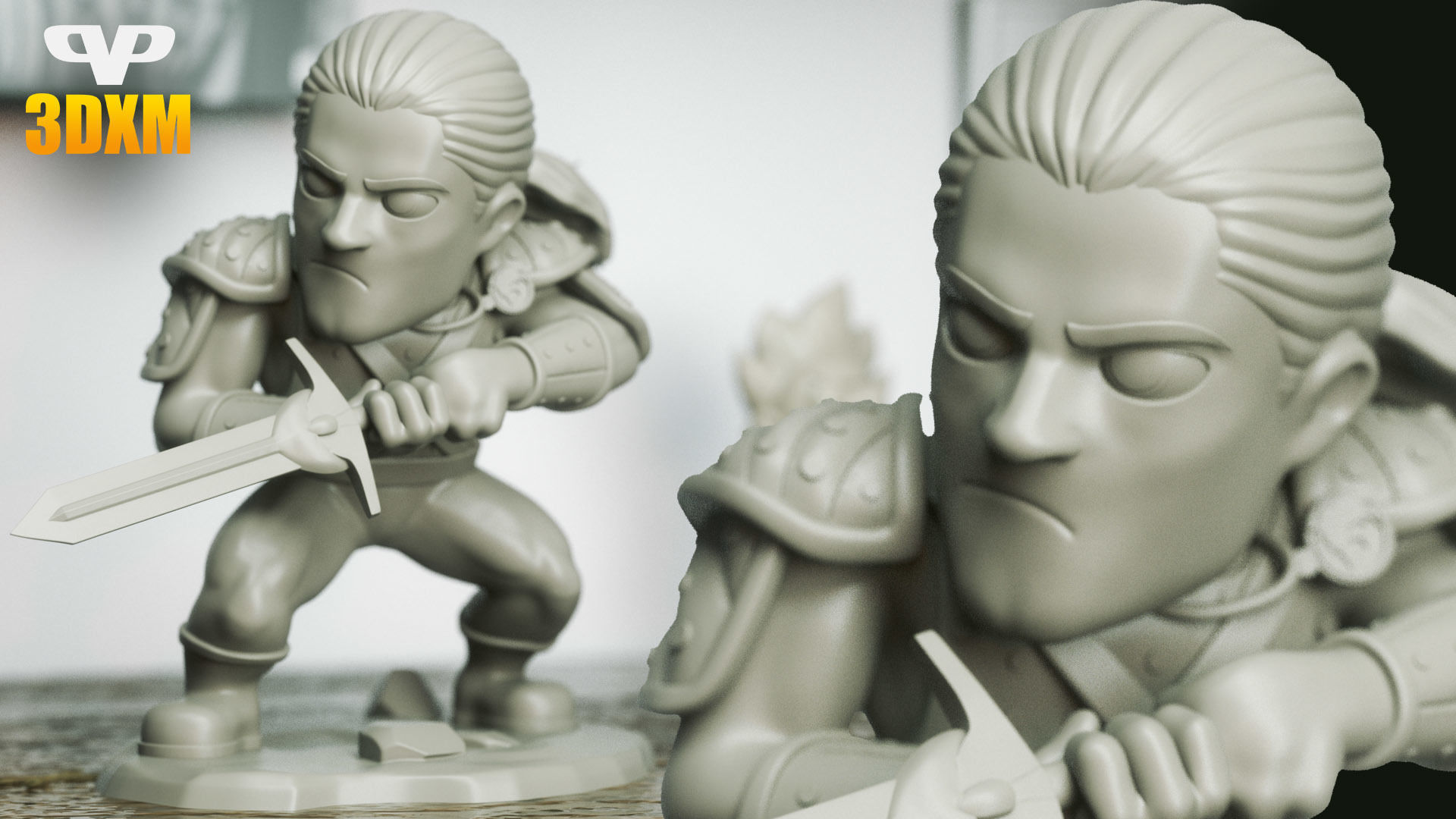 Henry Cavill Witcher Chibi STL for 3D Printing 3DXM ChibiSTL 3D print model_2