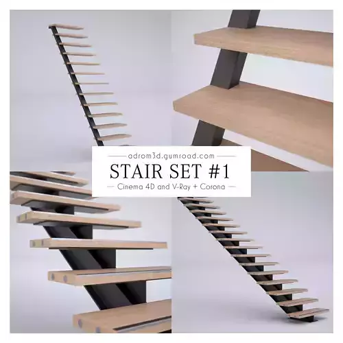 Stairt set for Cinema 4D V-Ray and Corona 3D model