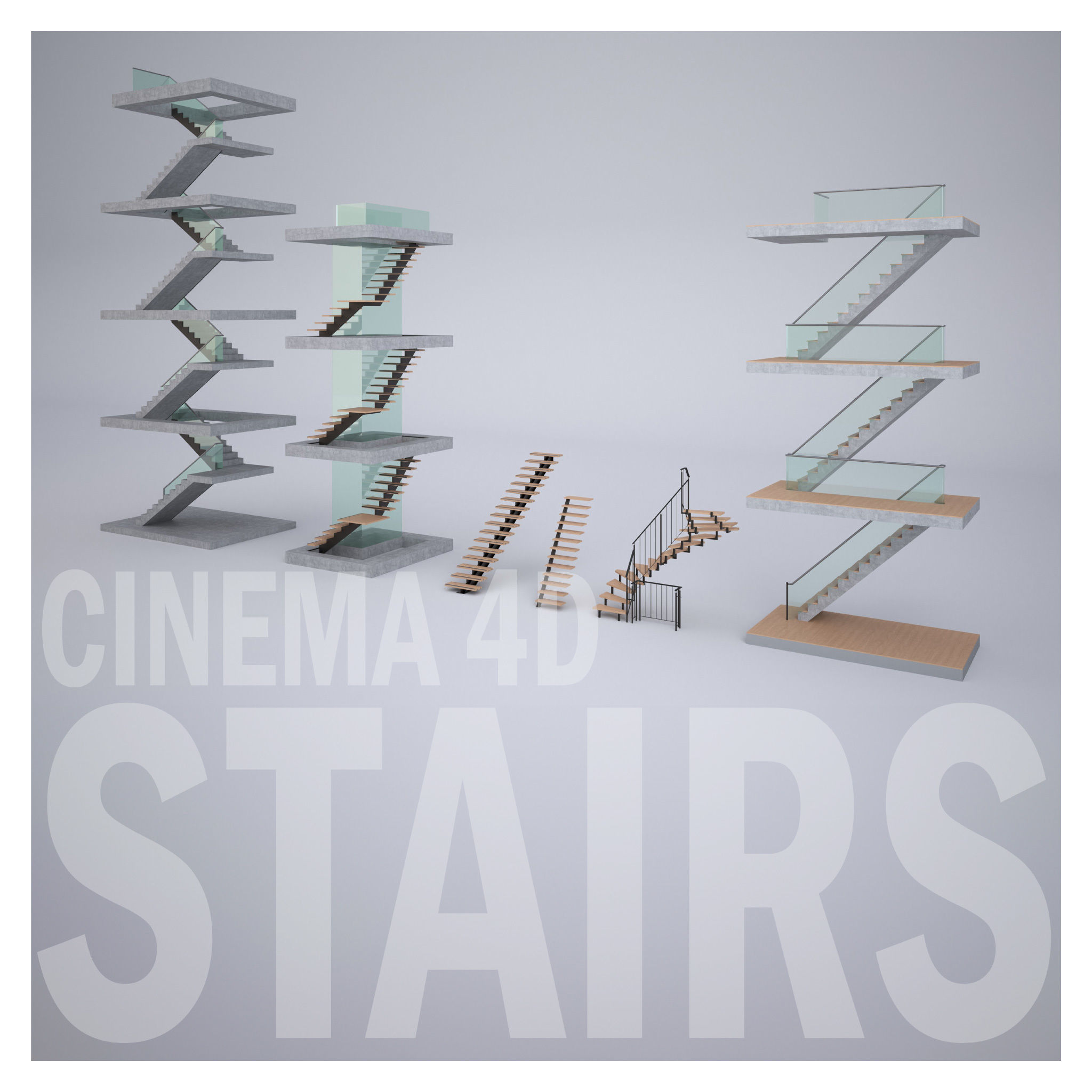 Stairt set for Cinema 4D V-Ray and Corona 3D model_3