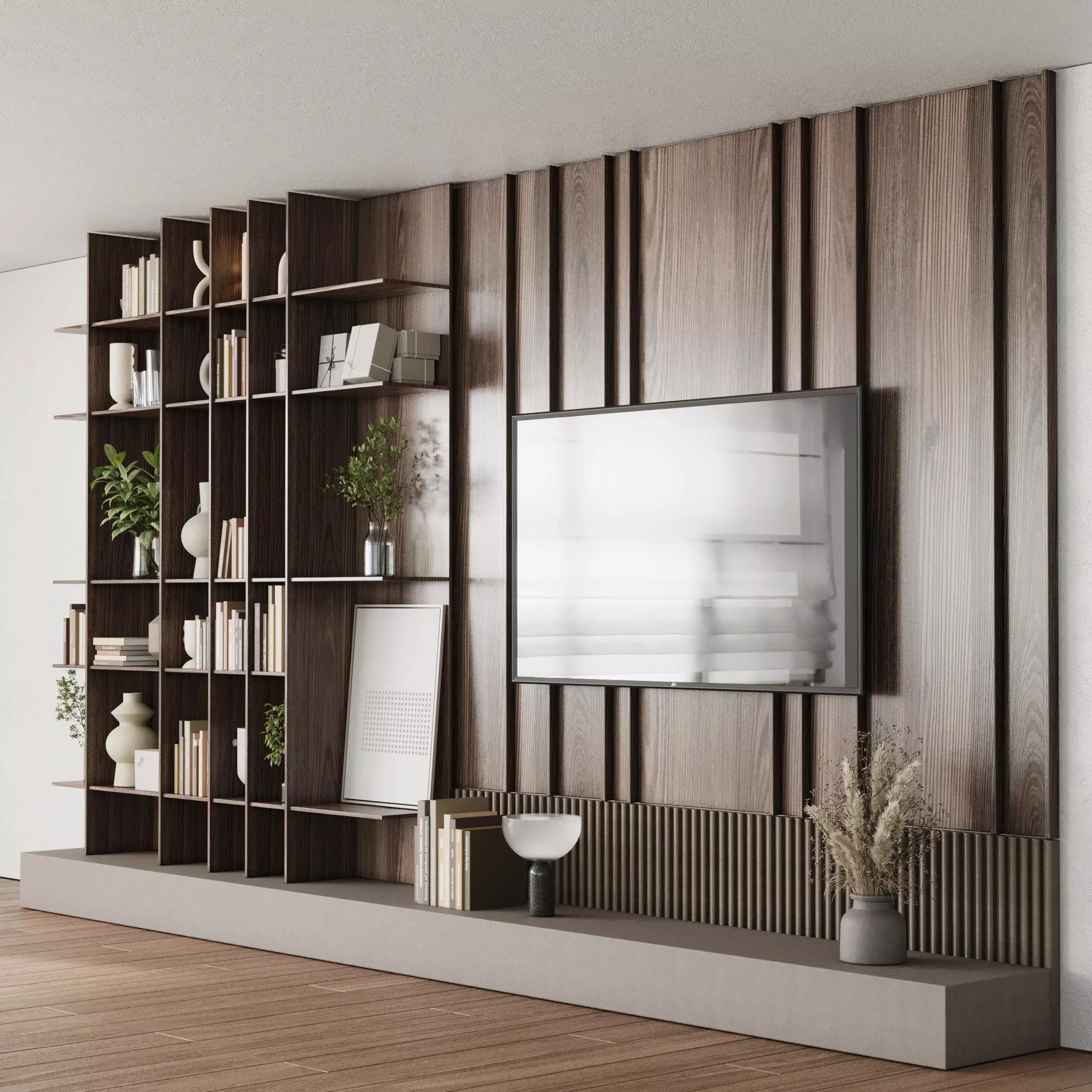 Tv Wall Set 09 Low-poly 3D model_0