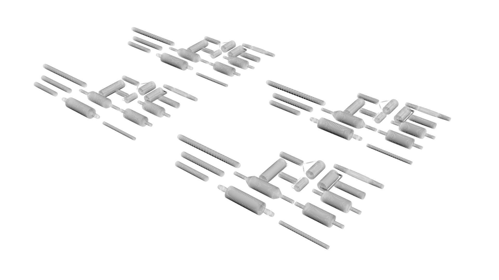 Metallic Rolling Pins Set 3D model_21