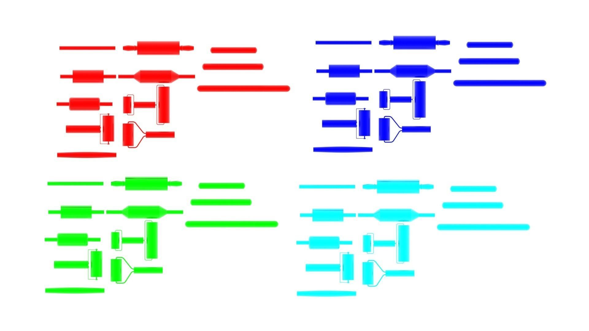 Metallic Rolling Pins Set 3D model_17