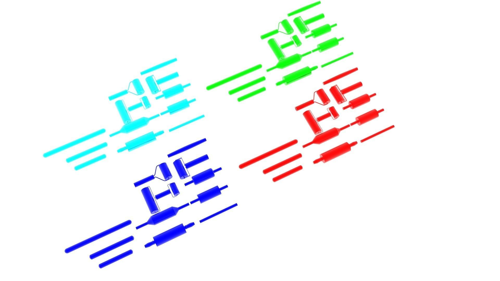 Metallic Rolling Pins Set 3D model_13