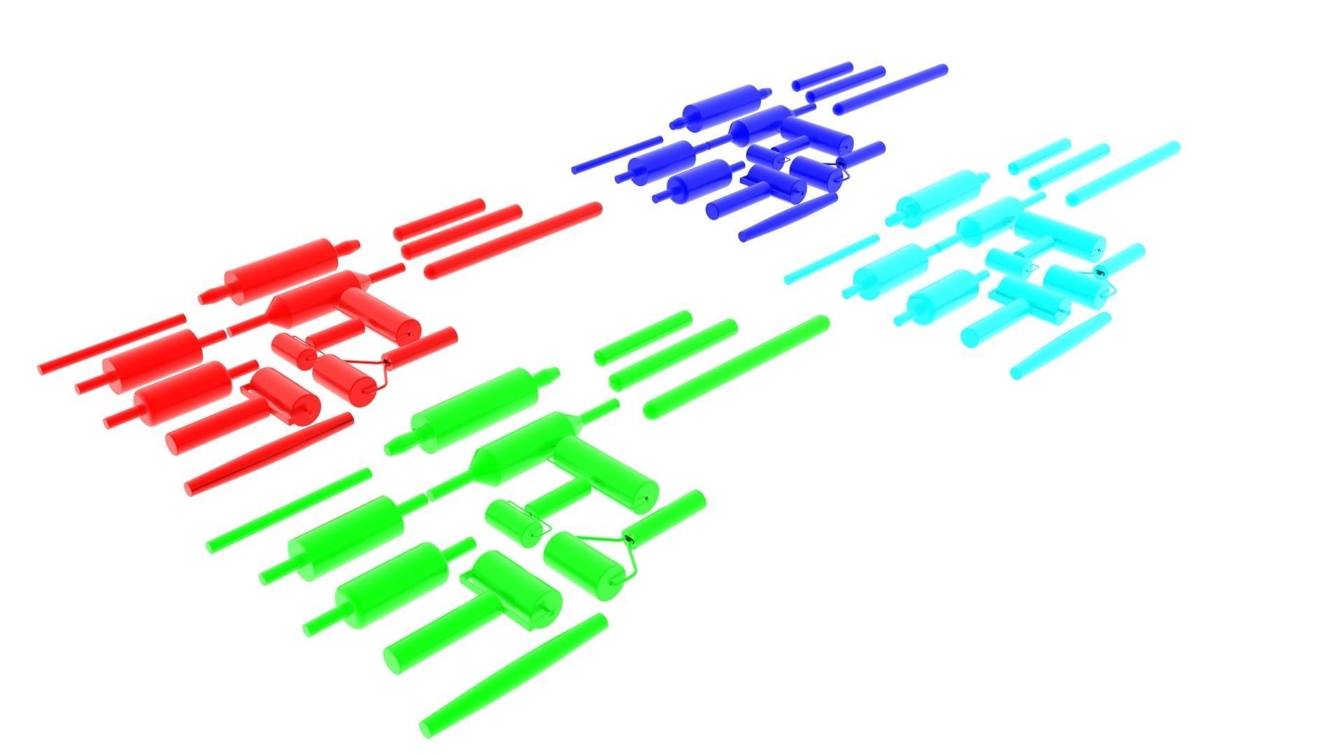 Metallic Rolling Pins Set 3D model_11