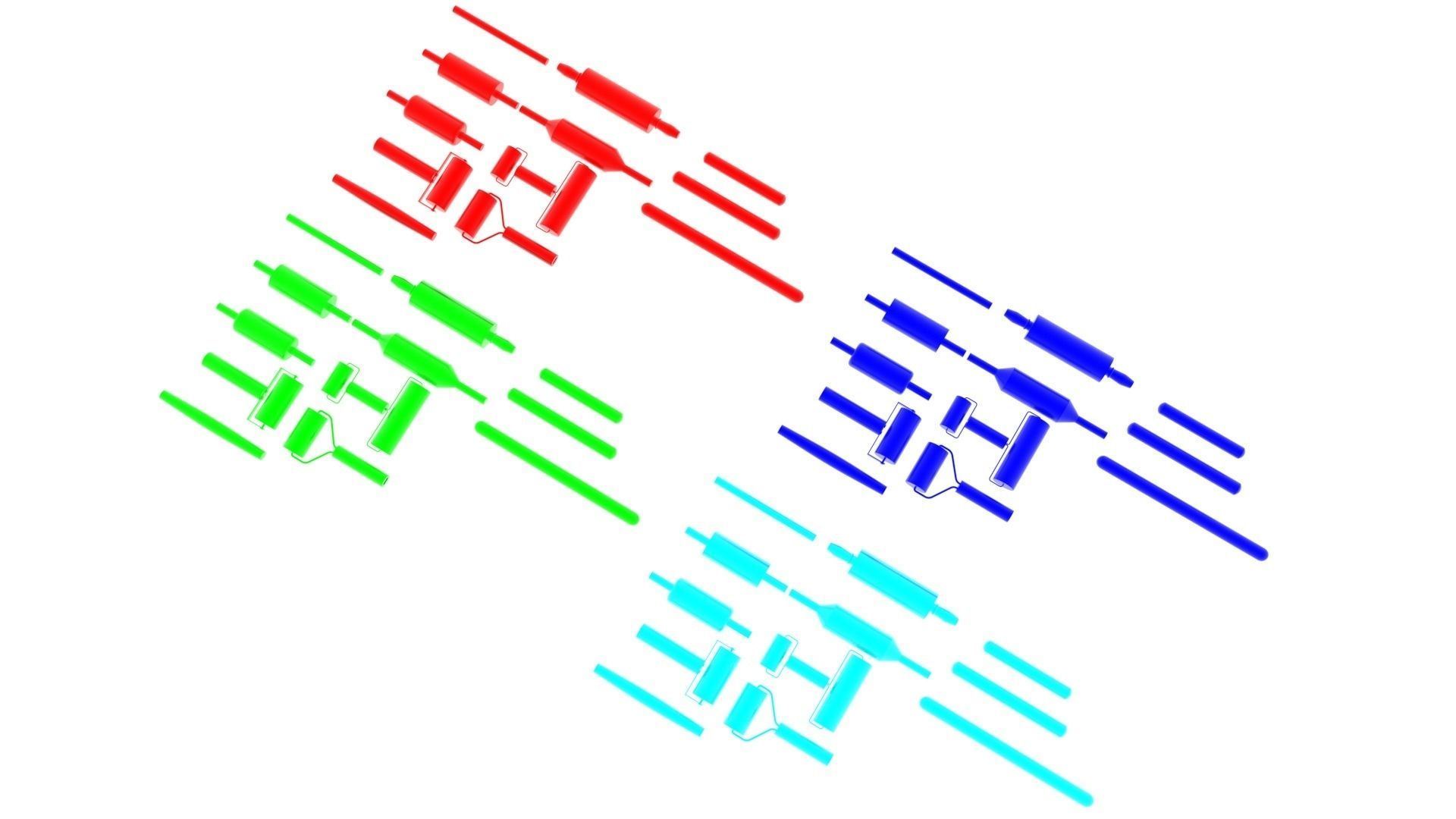 Metallic Rolling Pins Set 3D model_12