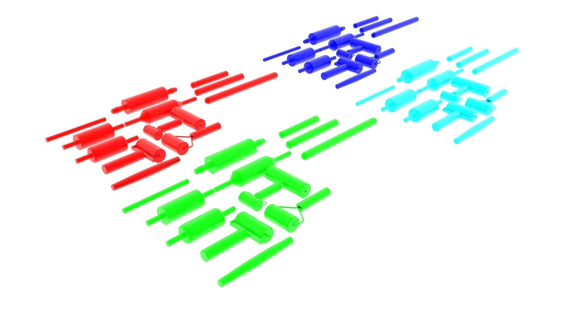 Metallic Rolling Pins Set 3D model_16