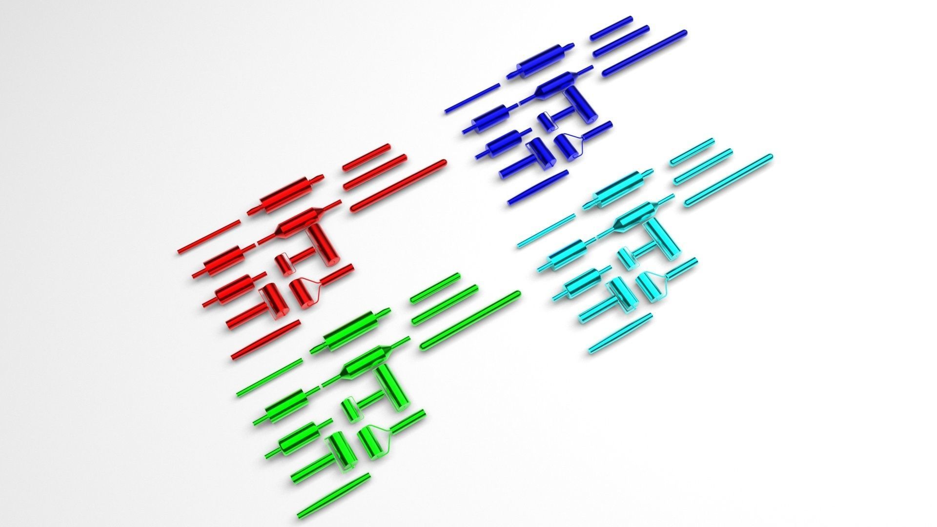 Metallic Rolling Pins Set 3D model_8