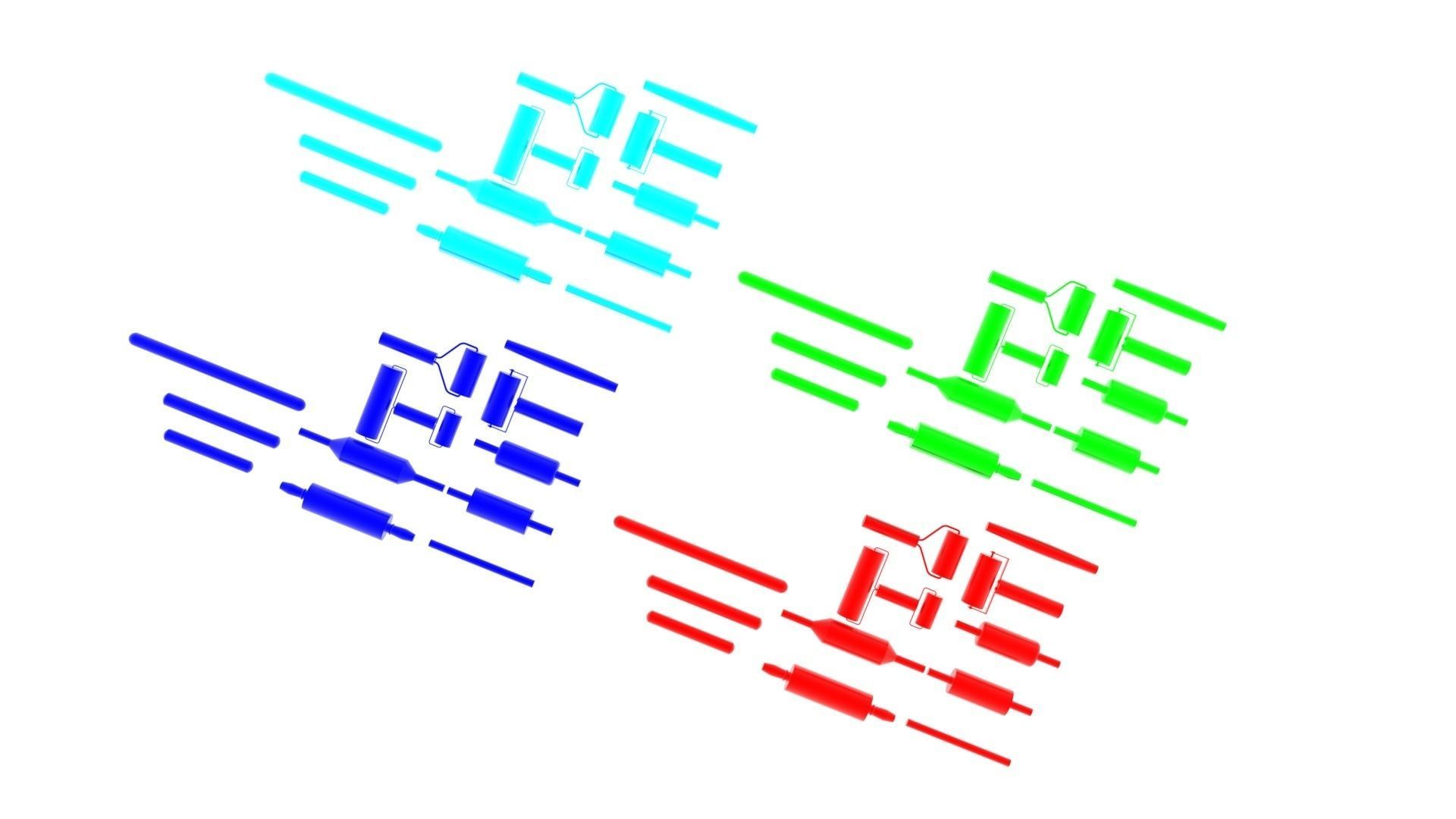 Metallic Rolling Pins Set 3D model_14