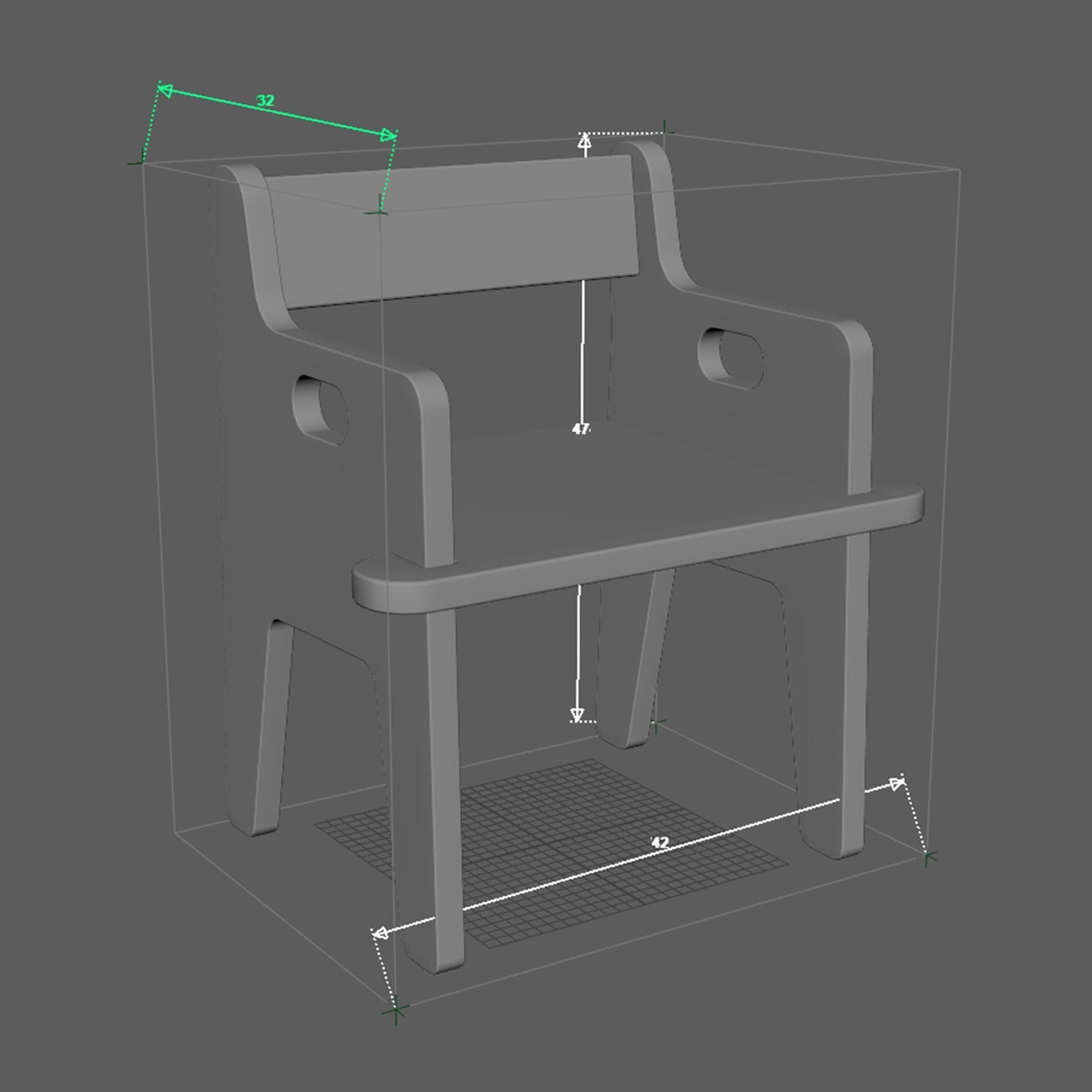 Chair 1 Low-poly 3D model_8