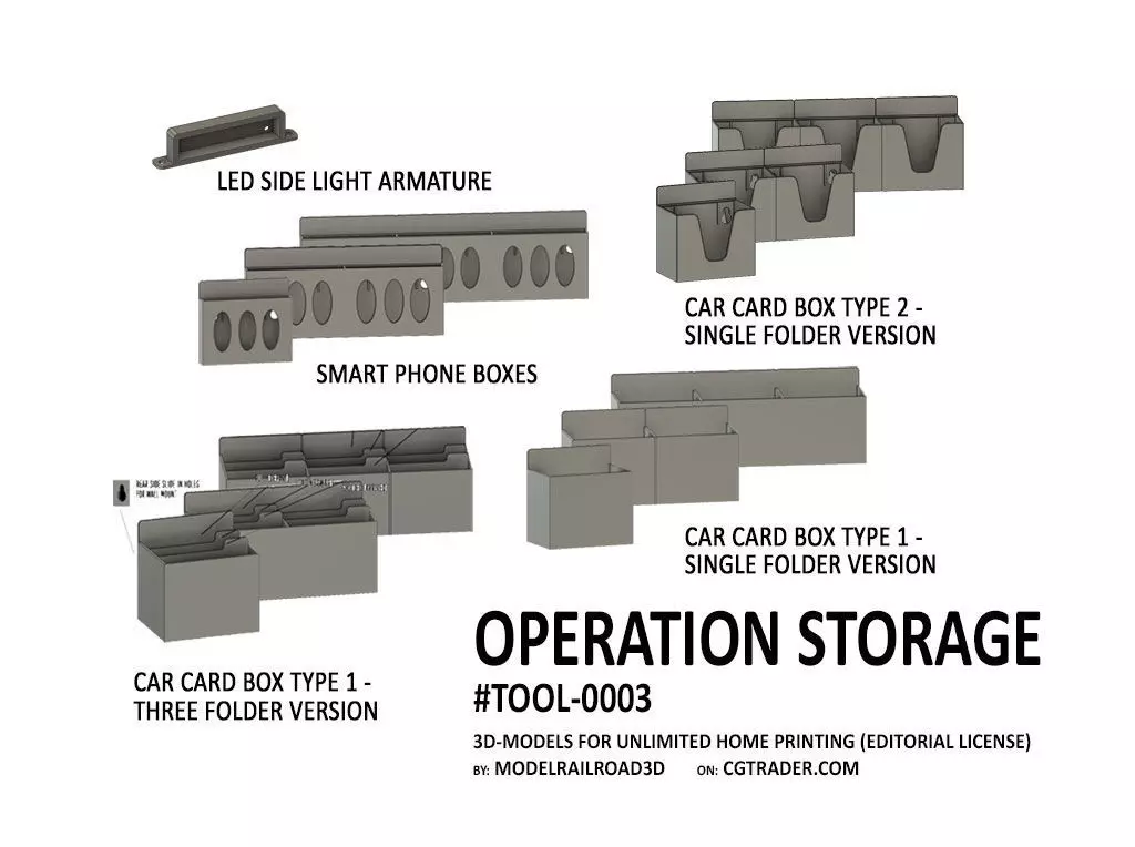 TOOL-0003 Storage for Car cards and Smart phones 15 items 3D print model_0