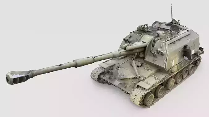 Destroyed 2S19 Msta 152 mm self-propelled howitzer M1990 