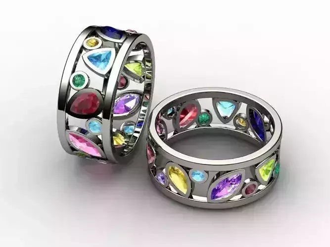 ring with color stones and tip