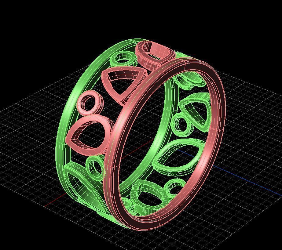 ring with color stones and tip 3D print model_4