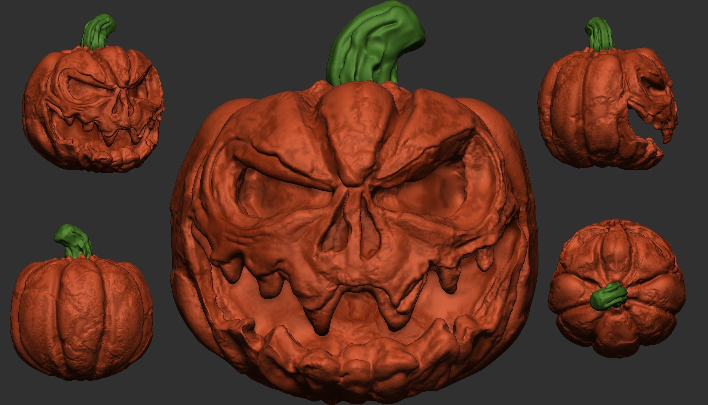 scary 3d pumpkin for 3d print for halloween 3D model 3D printable