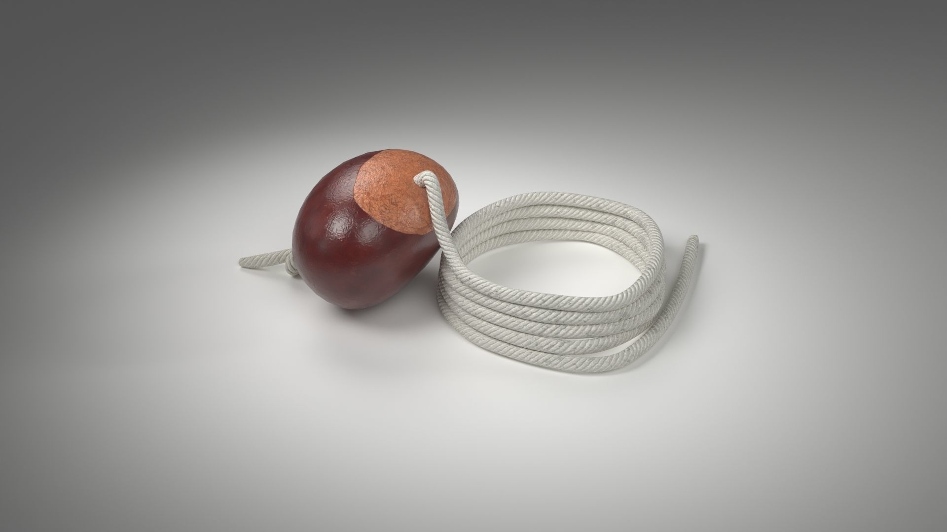Conker Horse Chestnut - threaded on a string  Low-poly 3D model_9