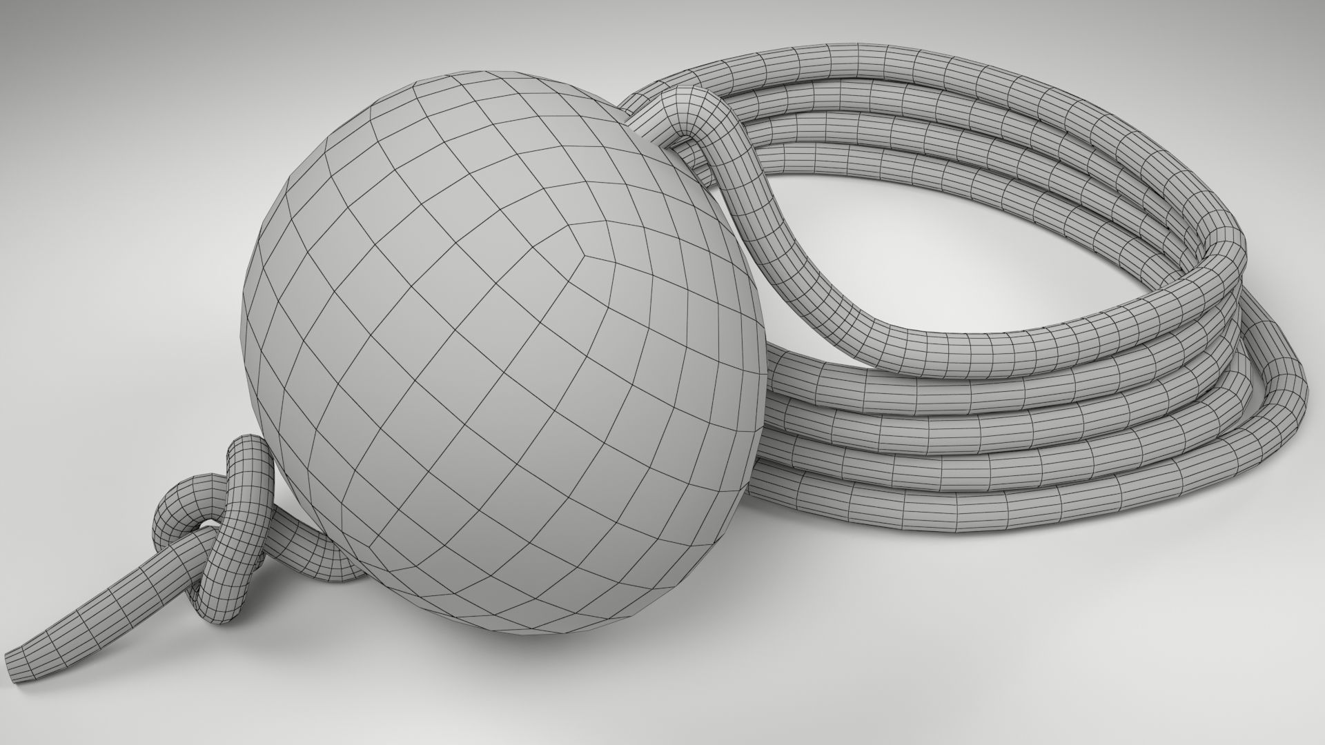 Conker Horse Chestnut - threaded on a string  Low-poly 3D model_1