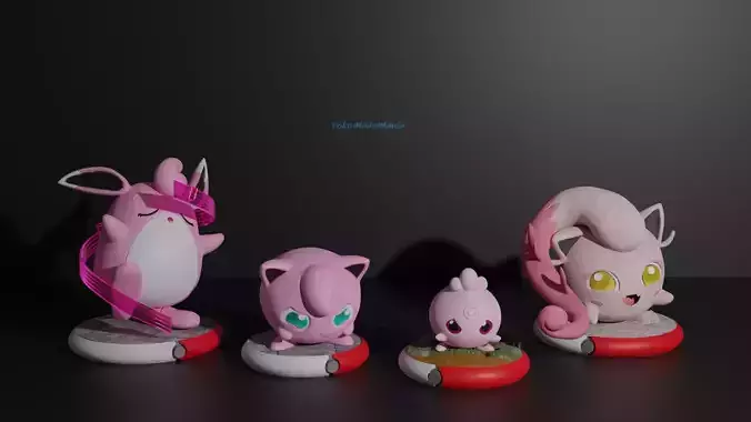  Igglybuff jigglypuff Wigglytuff and Scream tail 3D print model 3D print model