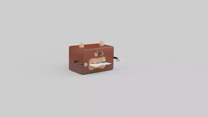 Wooden Carving Cartoon Tissue Box Theme Showpiece 3D model