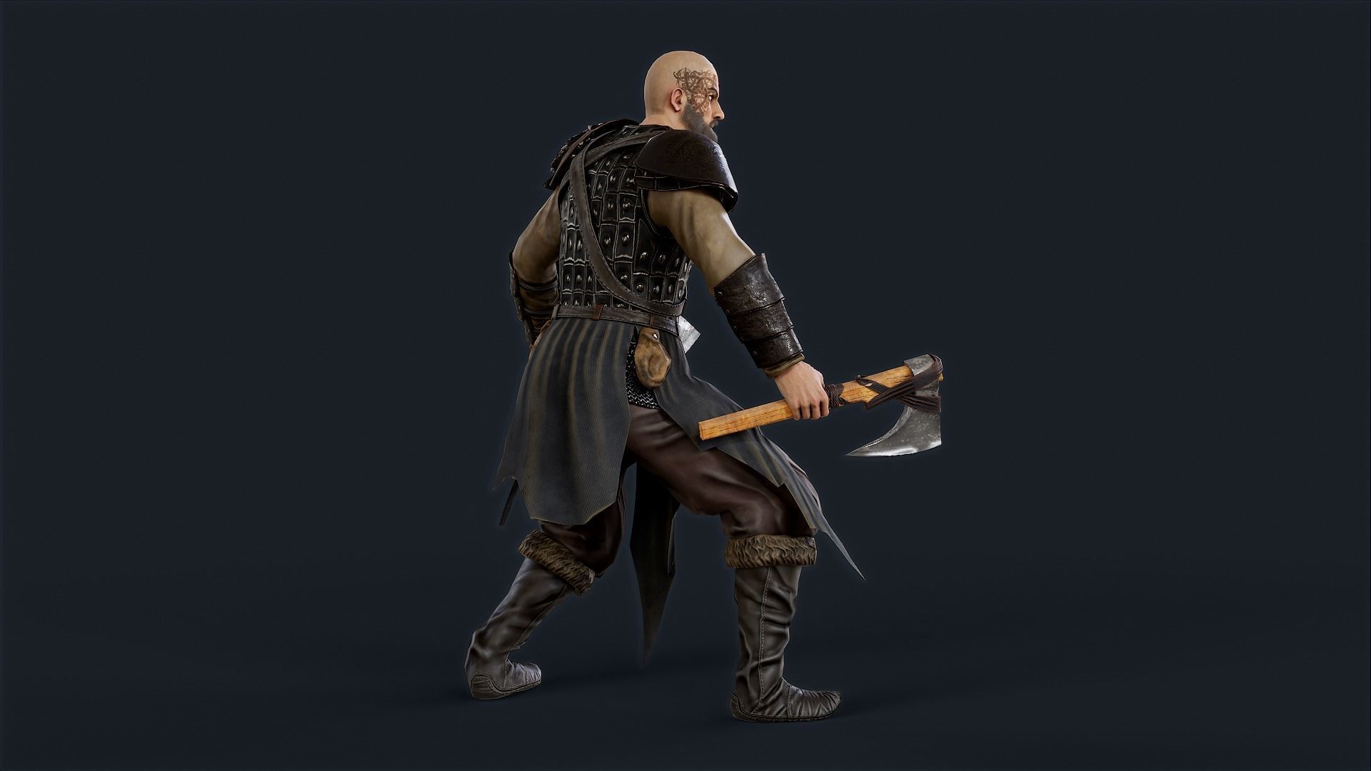 Viking 2 A pose Low-poly character redy for games Low-poly 3D model_5