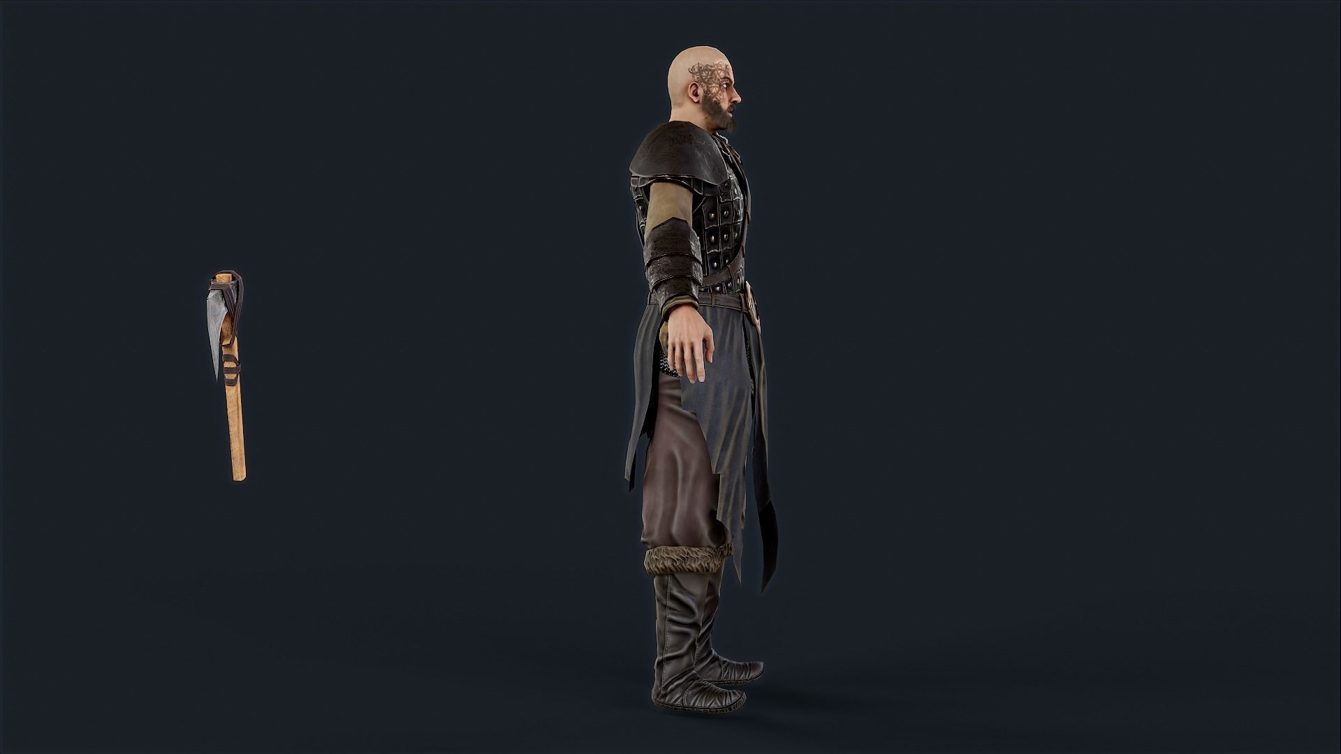 Viking 2 A pose Low-poly character redy for games Low-poly 3D model_9