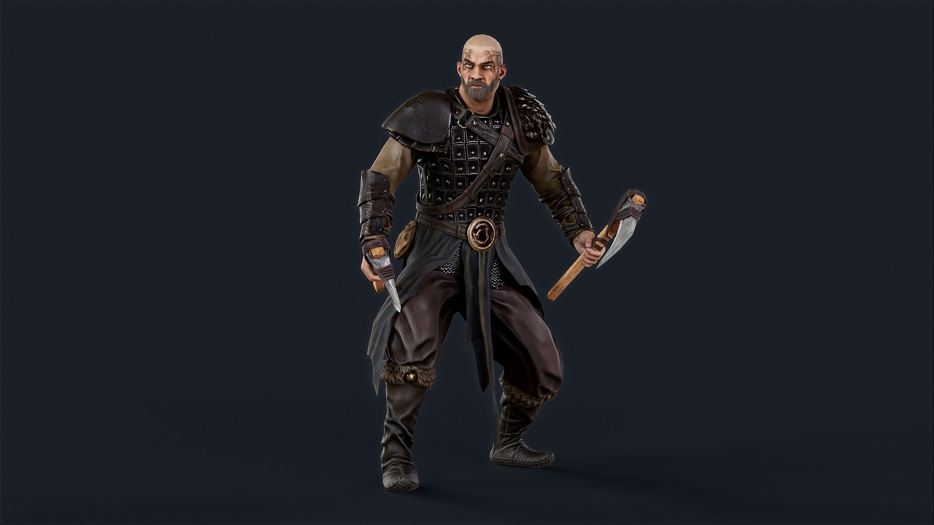 Viking 2 A pose Low-poly character redy for games Low-poly 3D model_3
