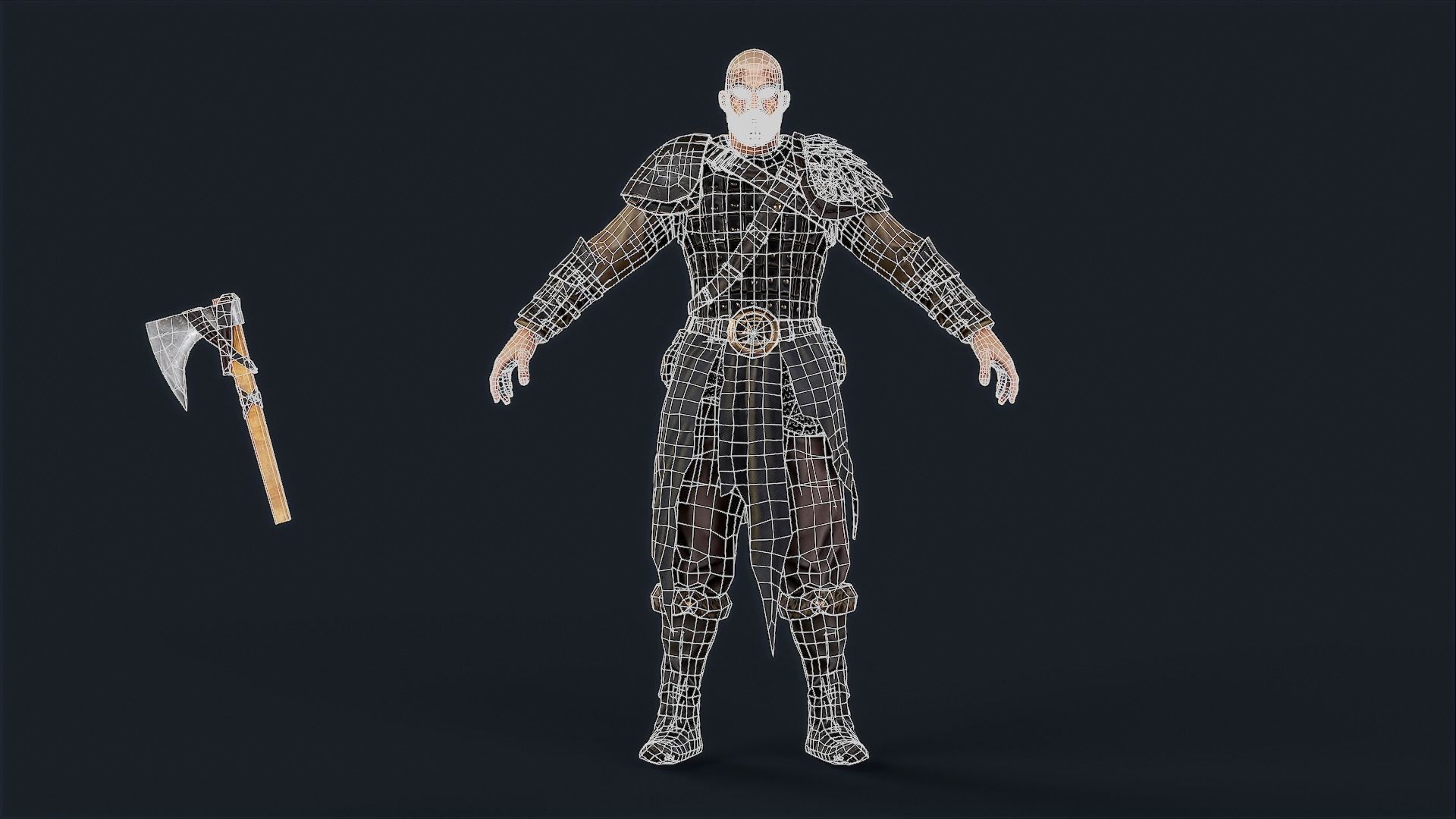 Viking 2 A pose Low-poly character redy for games Low-poly 3D model_12