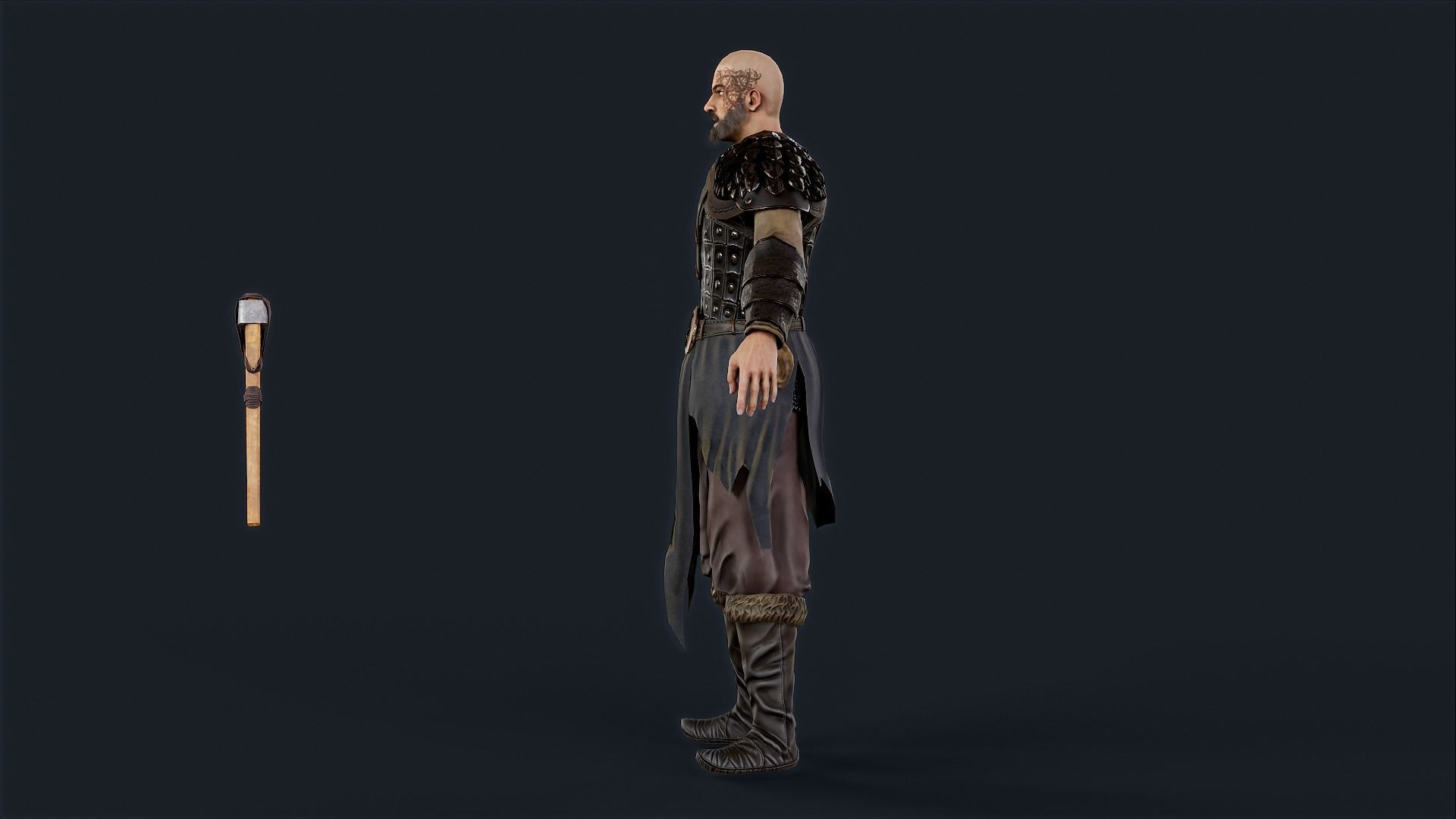 Viking 2 A pose Low-poly character redy for games Low-poly 3D model_7