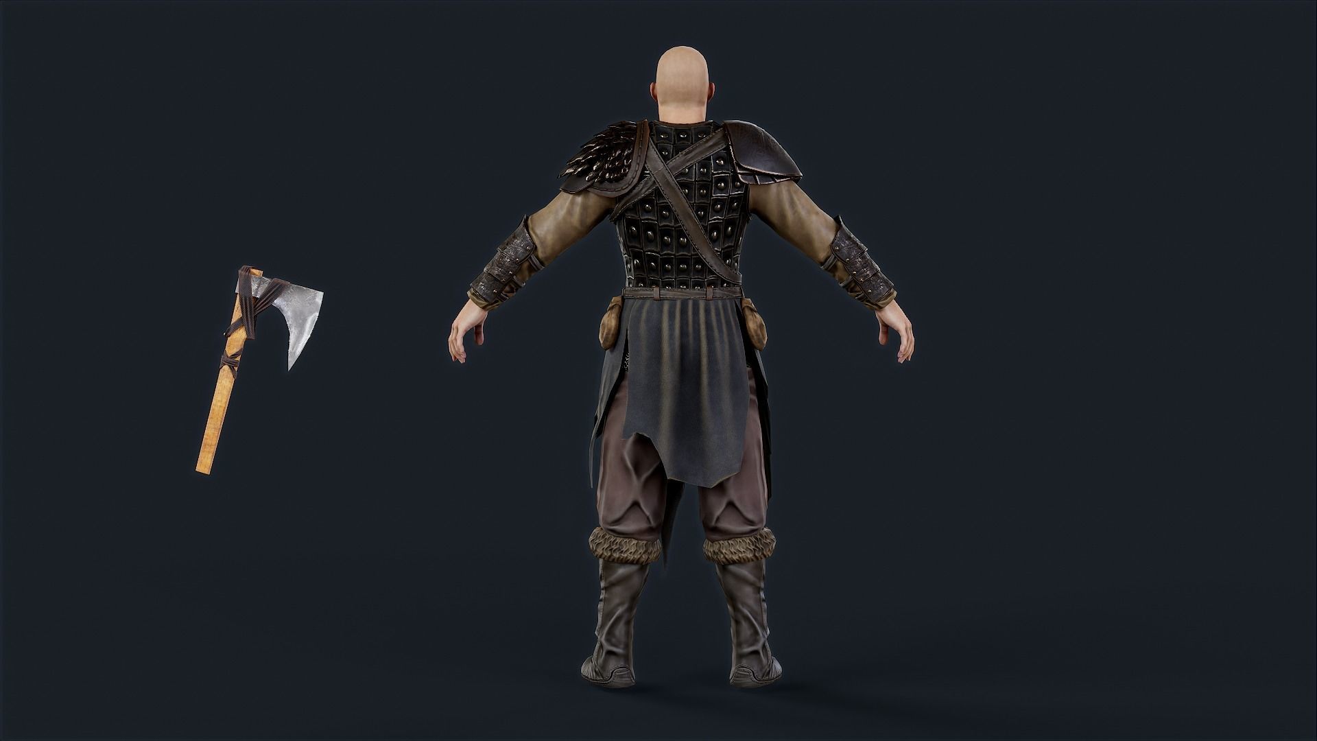 Viking 2 A pose Low-poly character redy for games Low-poly 3D model_8