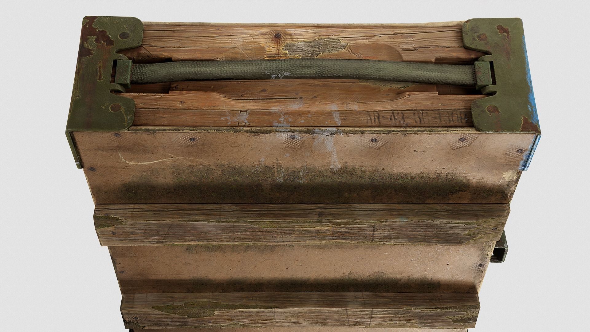 Old Damaged Soviet Era Military Crate Ammo Box Photo-realistic  Low-poly 3D model_7