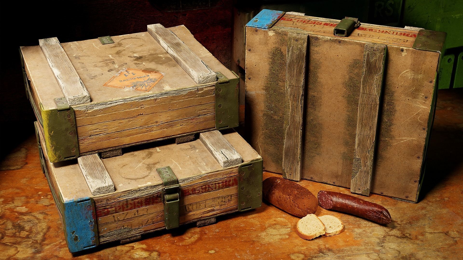 Old Damaged Soviet Era Military Crate Ammo Box Photo-realistic  Low-poly 3D model_9
