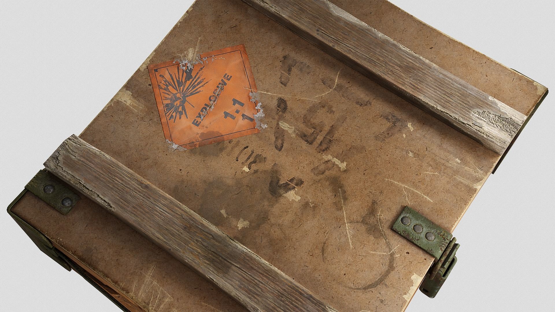 Old Damaged Soviet Era Military Crate Ammo Box Photo-realistic  Low-poly 3D model_4