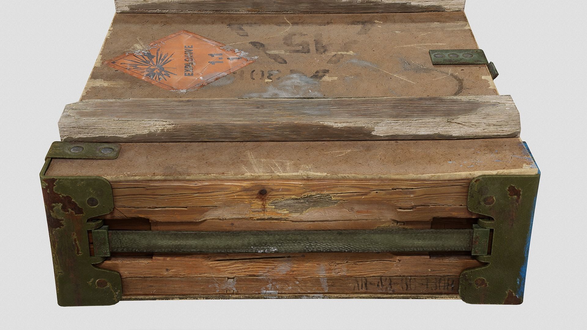 Old Damaged Soviet Era Military Crate Ammo Box Photo-realistic  Low-poly 3D model_8