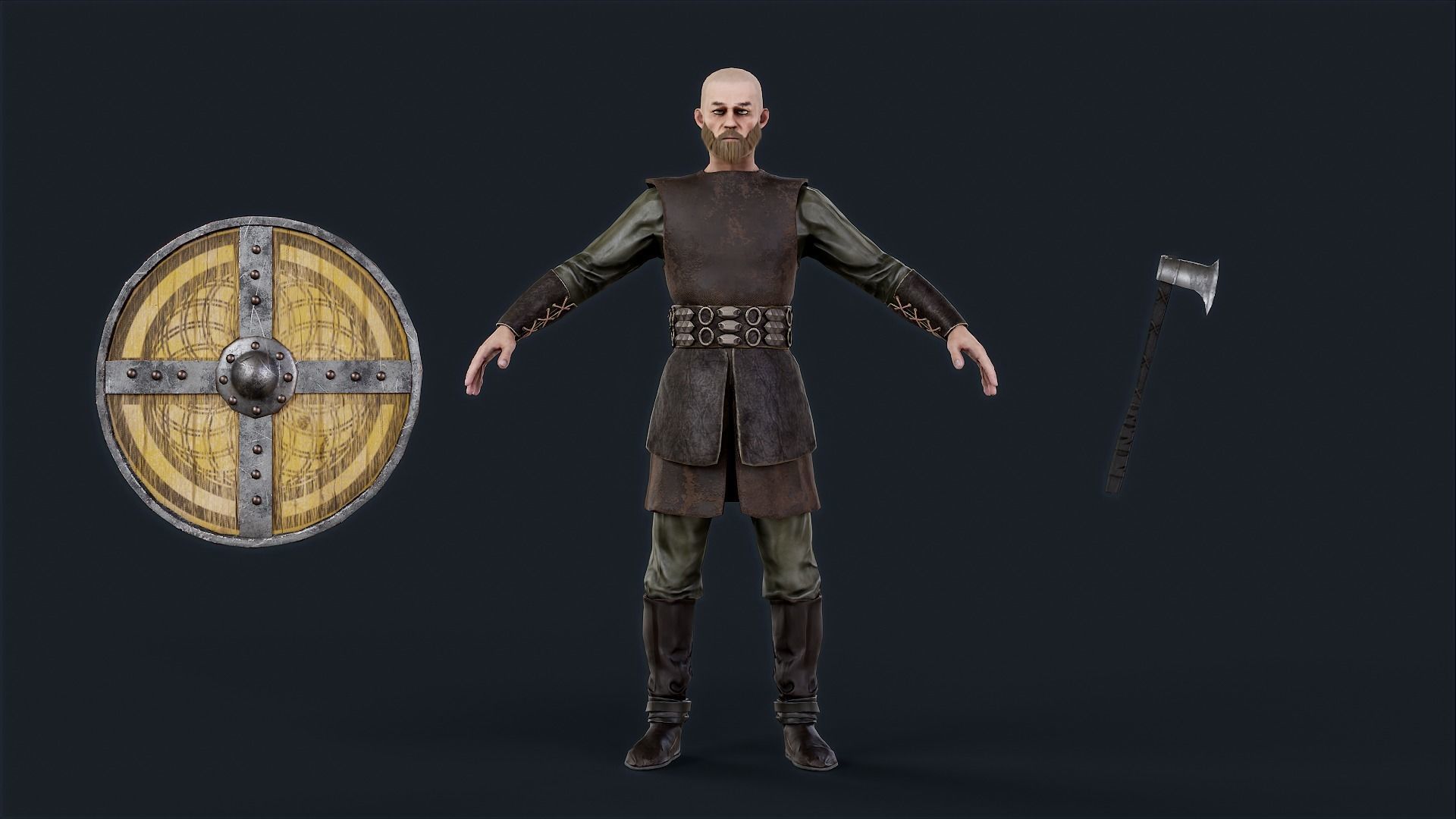 Viking 3 A pose Low-poly character redy for game Low-poly 3D model_12