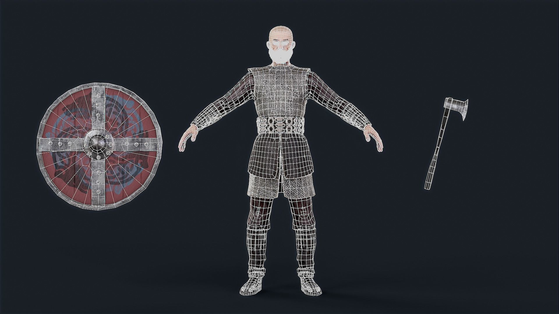Viking 3 A pose Low-poly character redy for game Low-poly 3D model_20