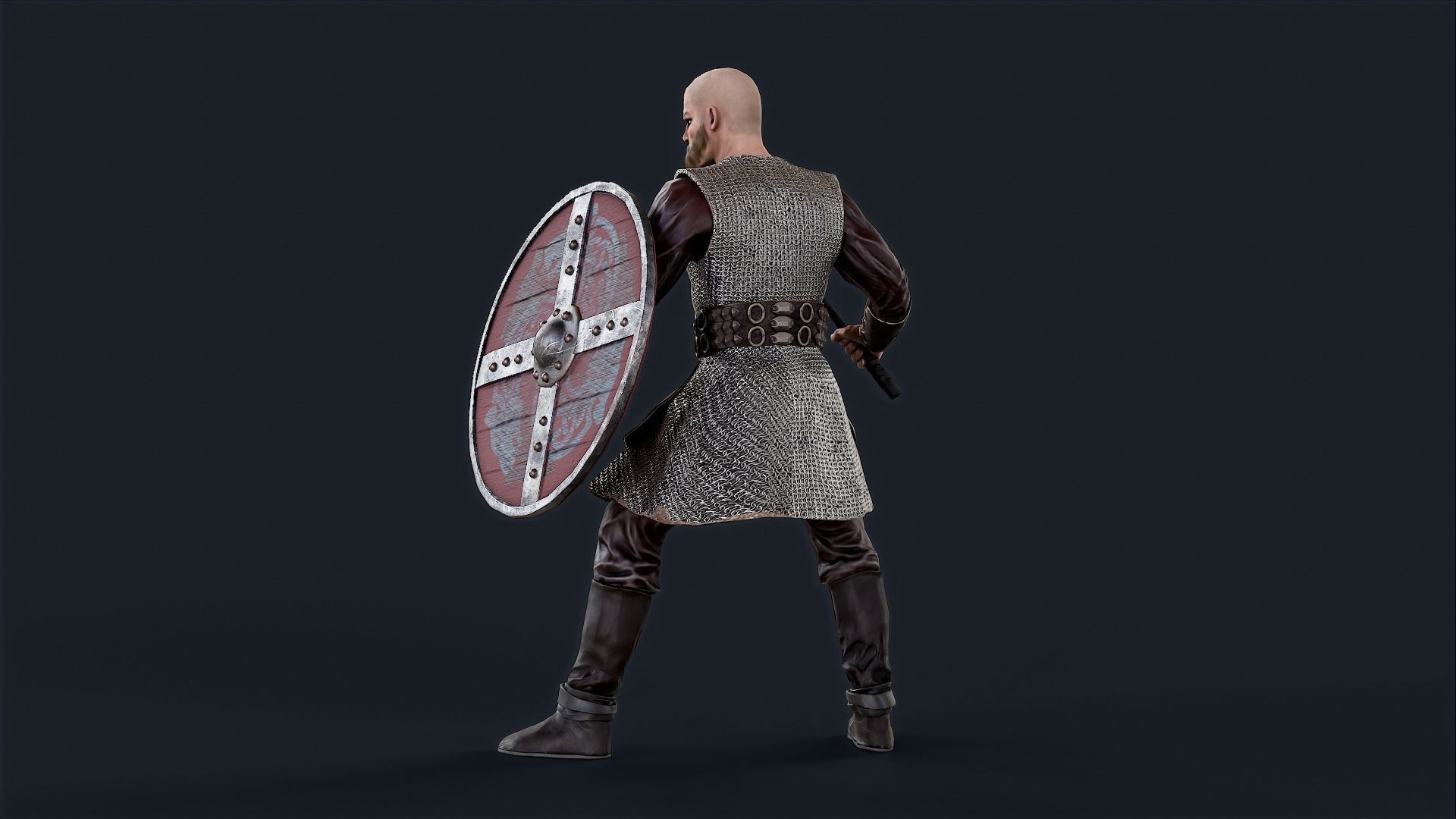 Viking 3 A pose Low-poly character redy for game Low-poly 3D model_7