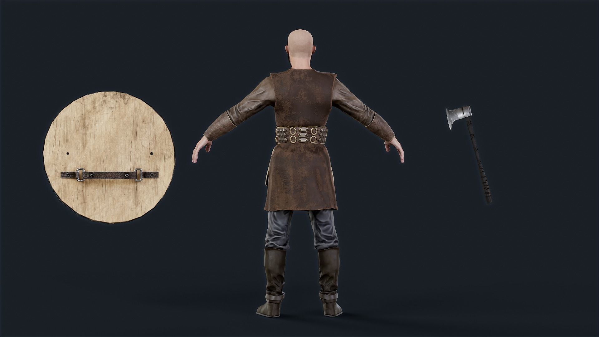 Viking 3 A pose Low-poly character redy for game Low-poly 3D model_14