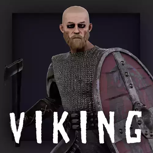 Viking 3 A pose Low-poly character redy for game Low-poly 3D model