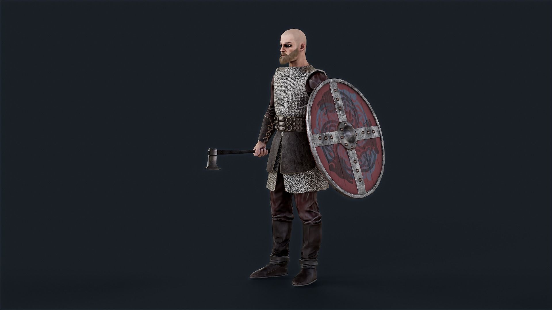 Viking 3 A pose Low-poly character redy for game Low-poly 3D model_4