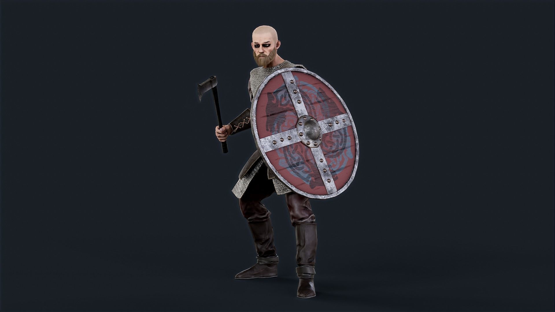 Viking 3 A pose Low-poly character redy for game Low-poly 3D model_3